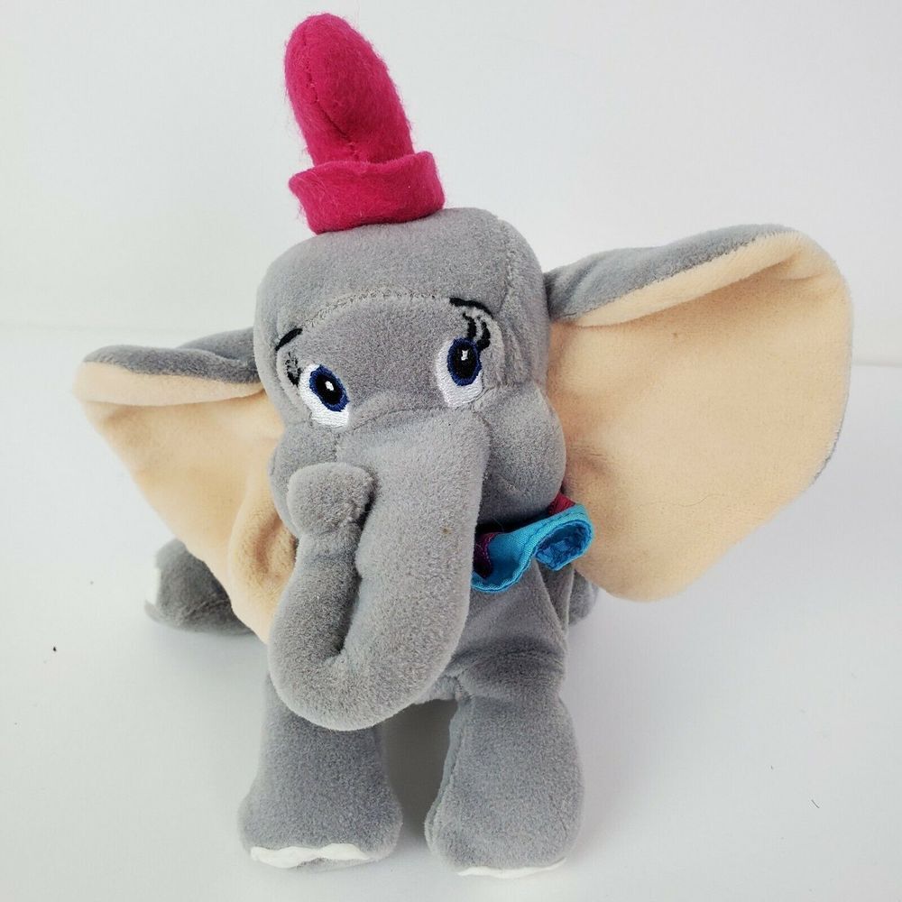 Walt Disney Dumbo Plush Bean Bag Doll 7" Red Hat‎ Blue Collar